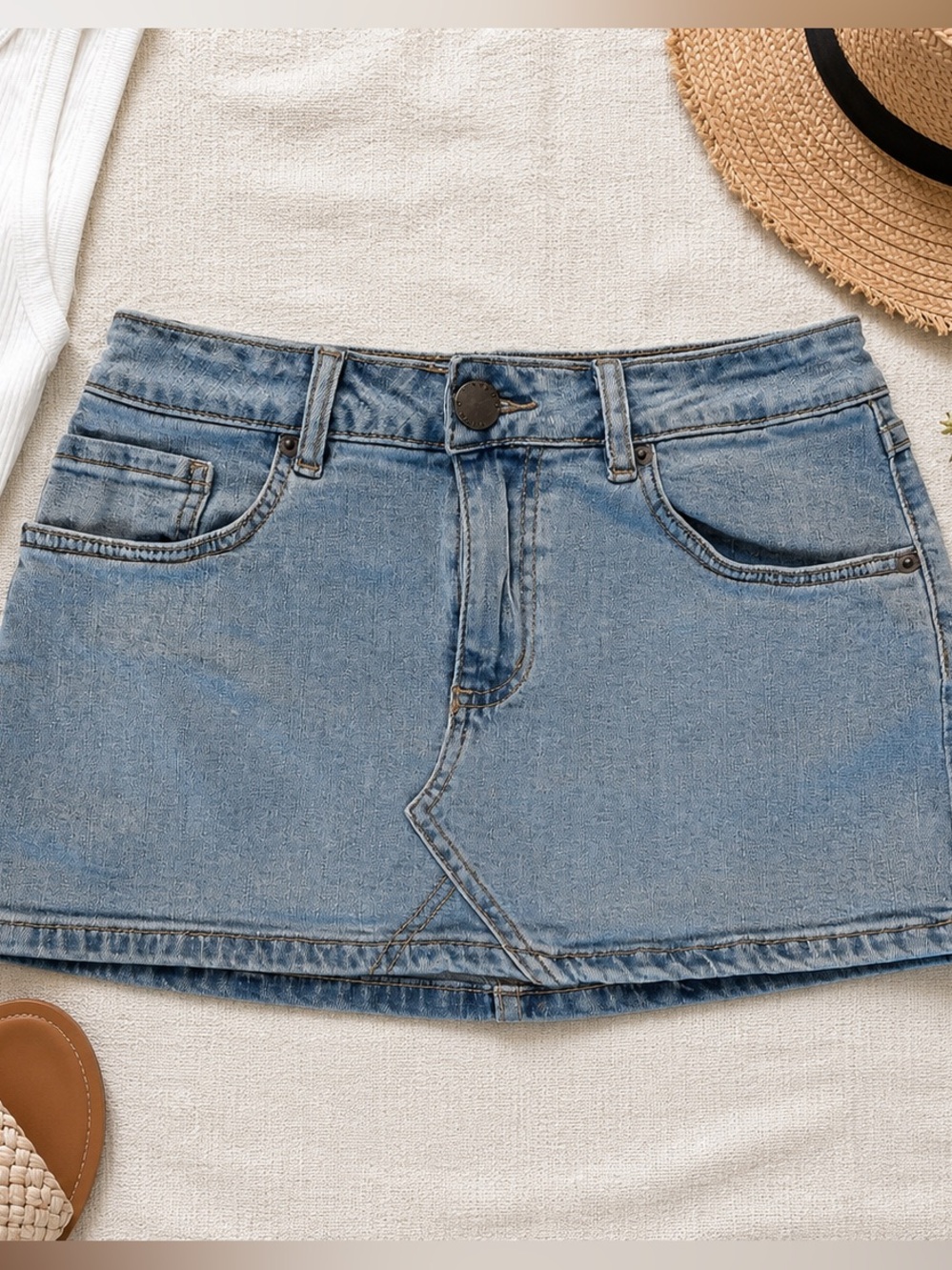 O’Neill Denim Mini Skirt | Size 24 | Light Wash Stretch Jean Skirt